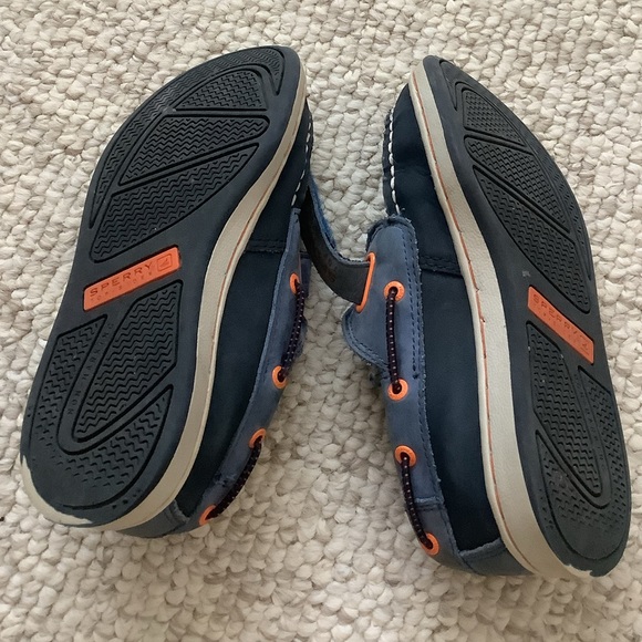 Sperry Topsider Boys Loafers Velcro Dress Shoes Blue Orange White 11.5 - Picture 6 of 6